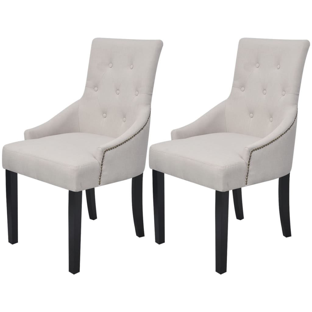 Chaises à manger gris crème tissu #nombre de chaises_lot de 2