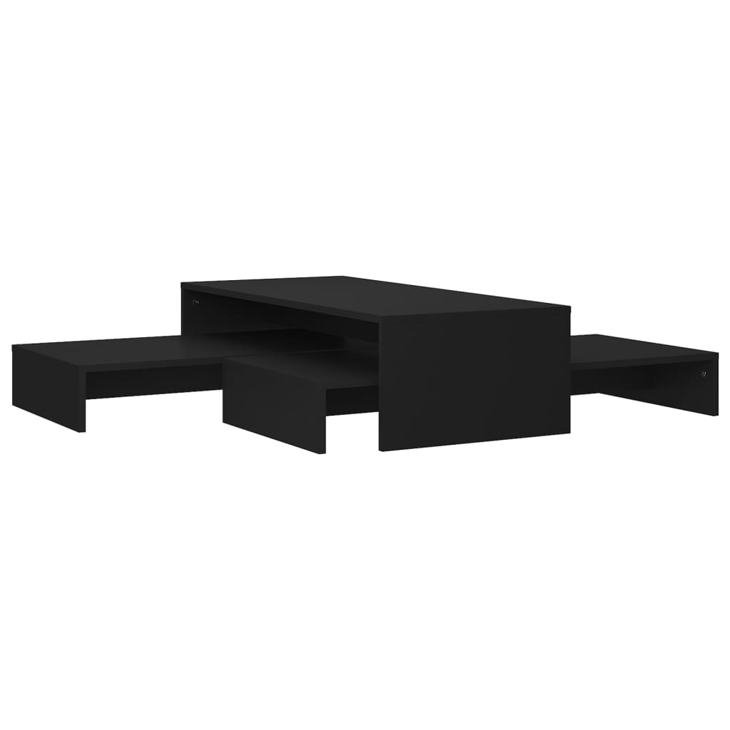 Set tables basses gigognes 100x100x26,5 cm Aggloméré #couleur_noir